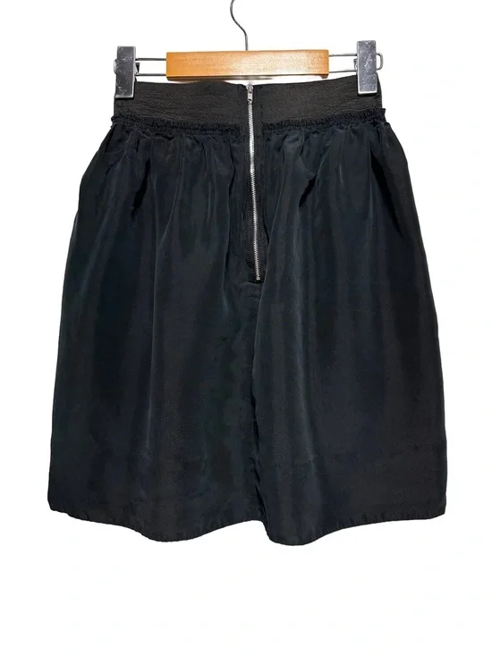 WILFRED | Black Silk Mini Gathered Waist A-Line Skirt Pockets - Picture 2 of 5